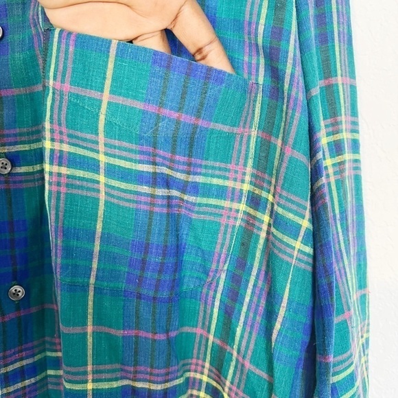 Alan Flusser Long Sleeve Button Up 100% Linen Shirt Size XL - Picture 5 of 6